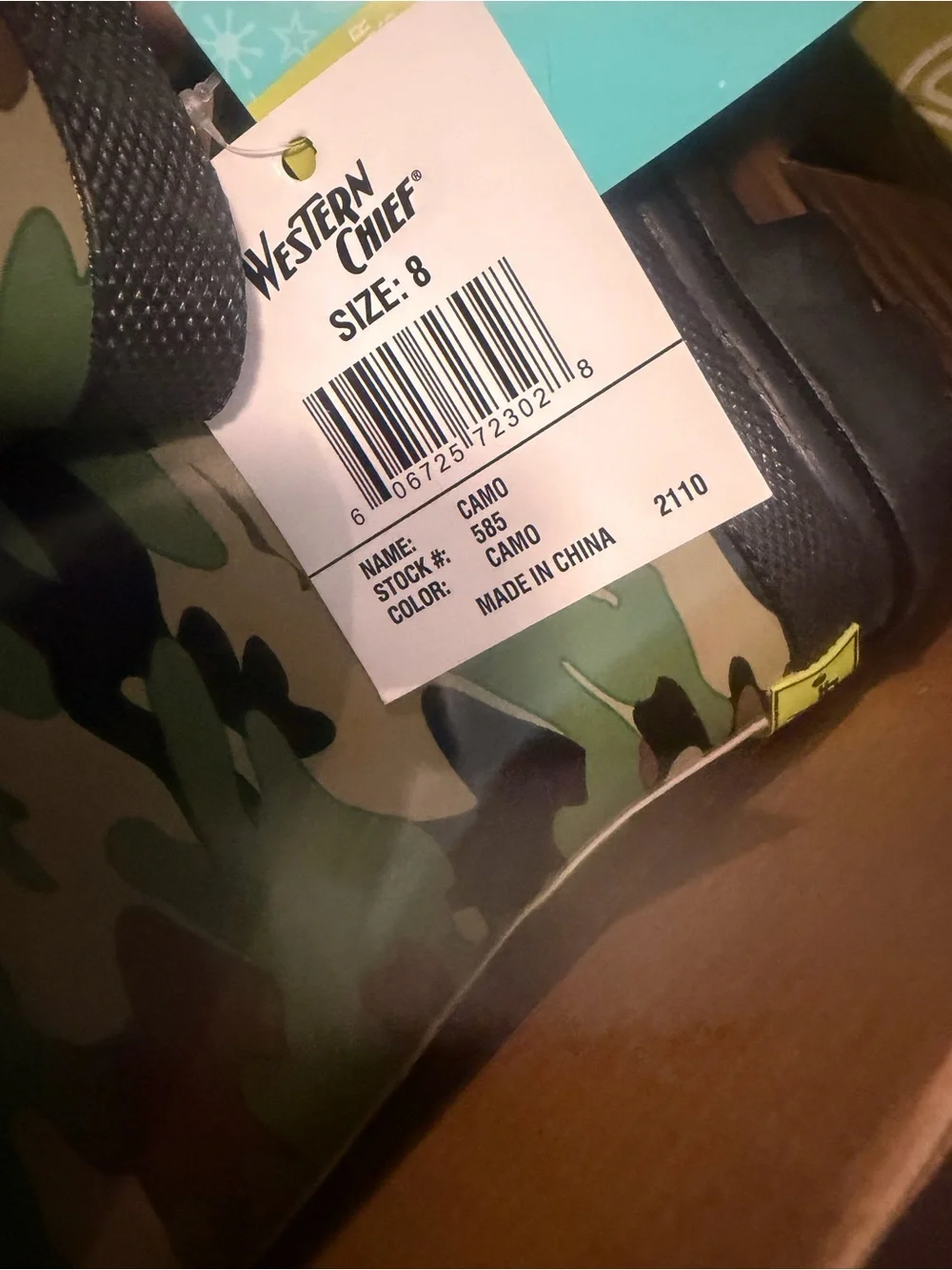 Western Chief little Kids Camo Rain Boots - Green Brown Camo size 8